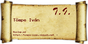 Tömpe Iván névjegykártya
